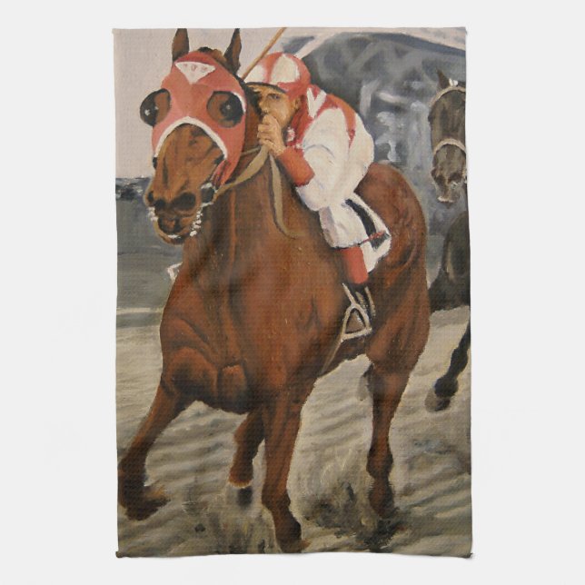 Beautiful Horse Delights Owners in Classic Race Tea Towel (Vertical)