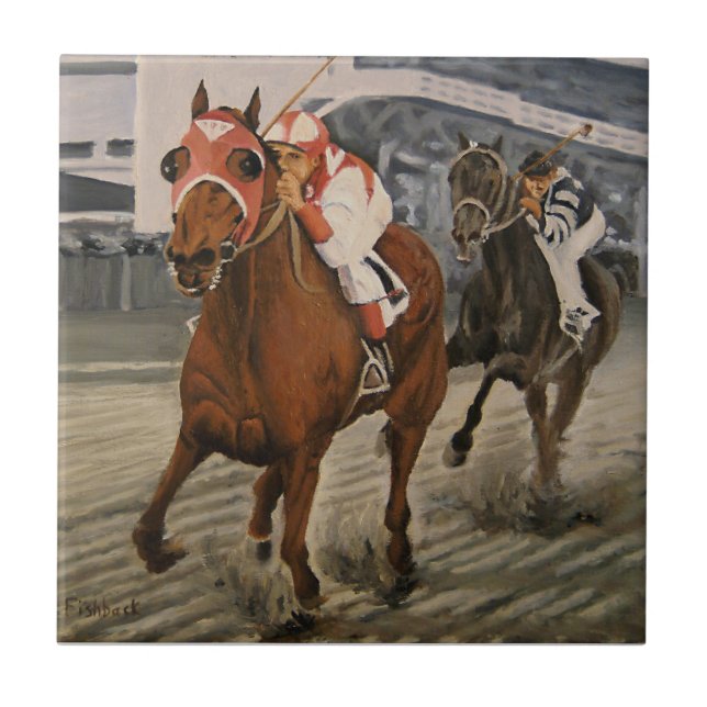 Beautiful Horse Delights Owners in Classic Race Tile (Front)