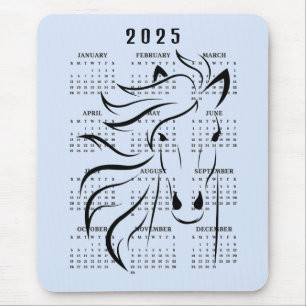 Beautiful Horse Design 2025 Calendar Mouse Mat