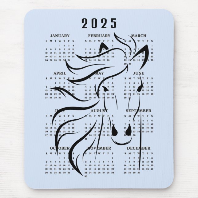 Beautiful Horse Design 2025 Calendar Mouse Mat (Front)