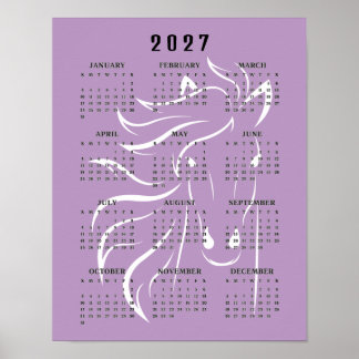 Beautiful Horse Design 2027 Wall Calendar Poster