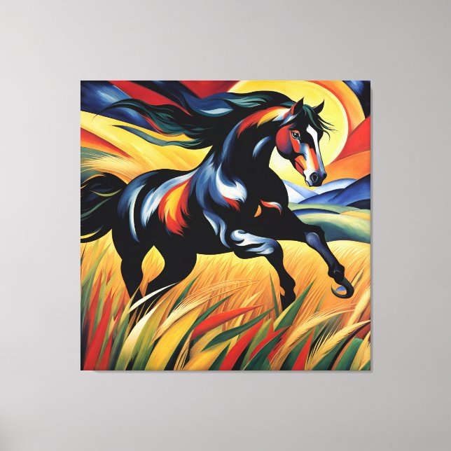 Beautiful Horse Galloping in a Wheat Field Canvas Print (Front)