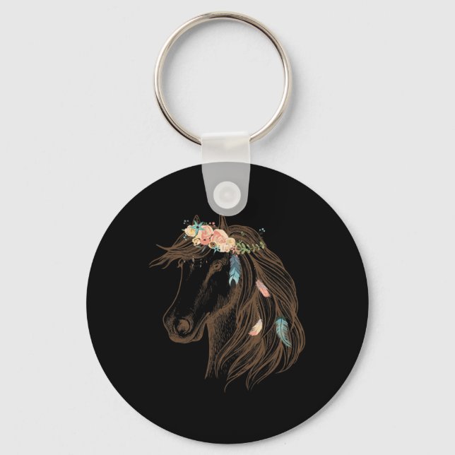 Beautiful Horse Hand Drawn  Art For Animal Lovers  Key Ring (Front)