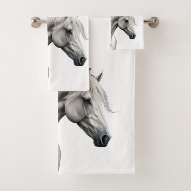 Beautiful Horse Head Bath Towel Set (Insitu)