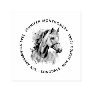 Beautiful Horse Head Portrait Address Self-inking Stamp