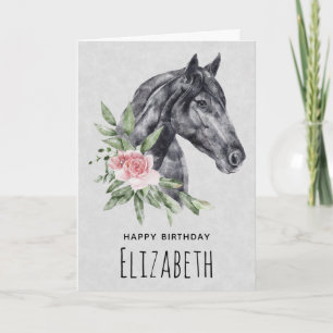 Beautiful Horse Head Portrait Watercolor Birthday Card