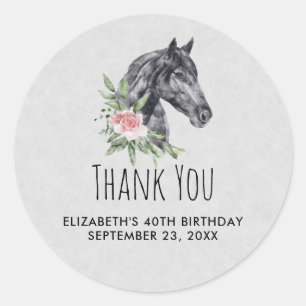 Beautiful Horse Head Portrait Watercolor Birthday Classic Round Sticker