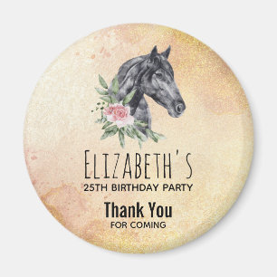 Beautiful Horse Head Portrait Watercolor Birthday Magnet