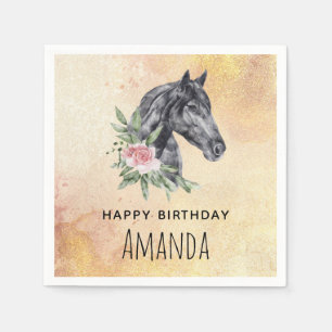  Beautiful Horse Head Portrait Watercolor Birthday Napkin