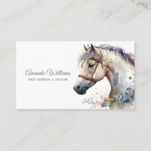 Beautiful Horse Head Portrait Watercolor Business Card