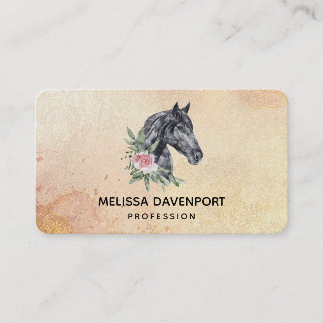 Beautiful Horse Head Portrait Watercolor Business Card (Front)
