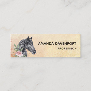 Beautiful Horse Head Portrait Watercolor Mini Business Card