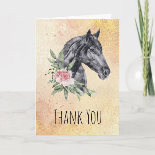Beautiful Horse Head Portrait Watercolor Thank You Card