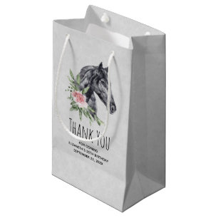 Beautiful Horse Head Portrait Watercolor Thank You Small Gift Bag
