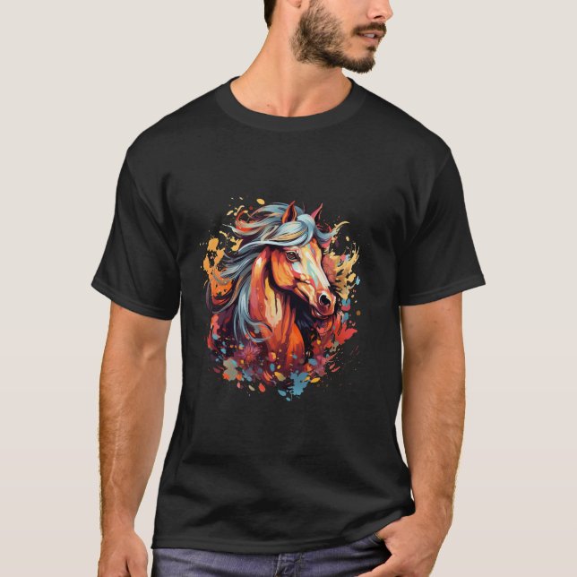 beautiful horse illustration Autumn wild Idea Crea T-Shirt (Front)