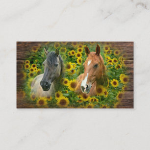 Beautiful Horse in Field of Sunflowers Business Card