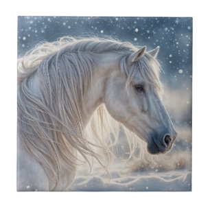 Beautiful Horse in the Snow Art  Tile