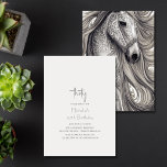 Beautiful Horse Modern Script 30th Birthday Invitation<br><div class="desc">This modern script 30th birthday party invitation is perfect for any horse lover.  The front features a modern minimalist design with a beautiful ornate silver-grey horse on the back.  All fonts and colours can be customised,  on the front of the invitation.</div>