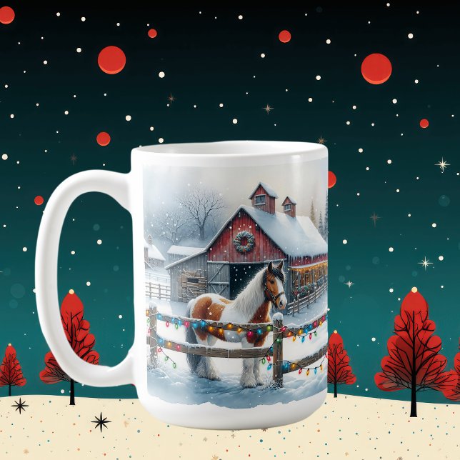 Beautiful Horse on a Christmas Farm Coffee Mug (Creator Uploaded)