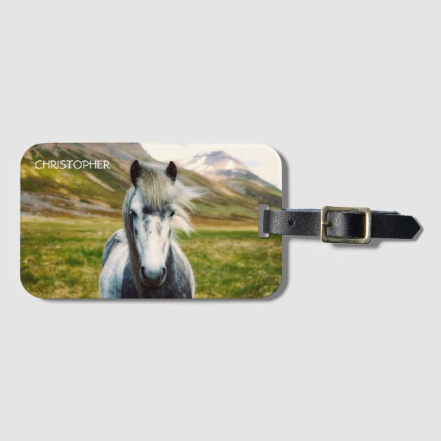 Beautiful Horse Personalised Luggage Tag (Front Horizontal)