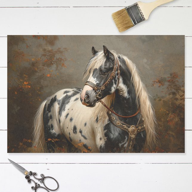 Beautiful Horse Piebald Coat Painting Decoupage Tissue Paper (Creator Uploaded)