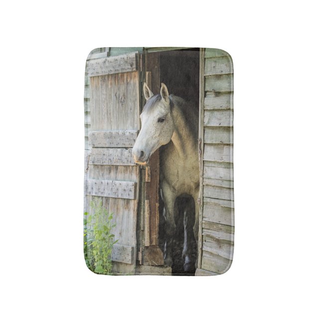 Beautiful Horse & Rustic Barn Bath Mat (Front Vertical)