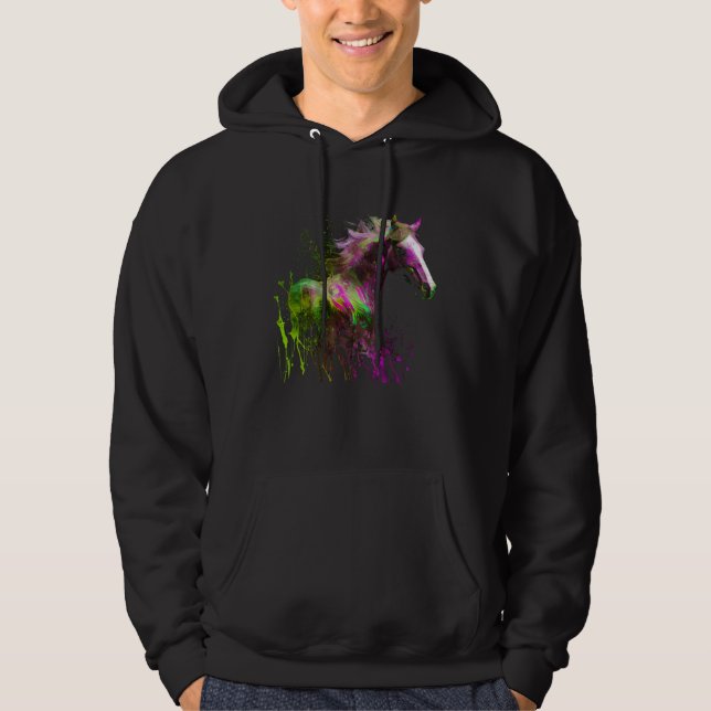 Beautiful Horse  Splash Equestrian Horse Trainer Hoodie (Front)