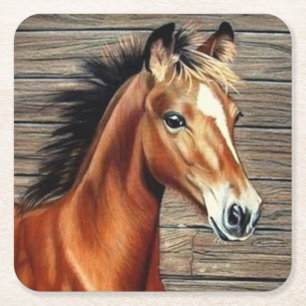Beautiful Horse Square Paper Coaster