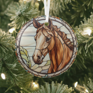 Beautiful Horse Stained Glass Tree Decoration