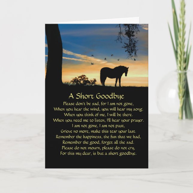 Beautiful Horse Sympathy with Spiritual Poem Card (Front)