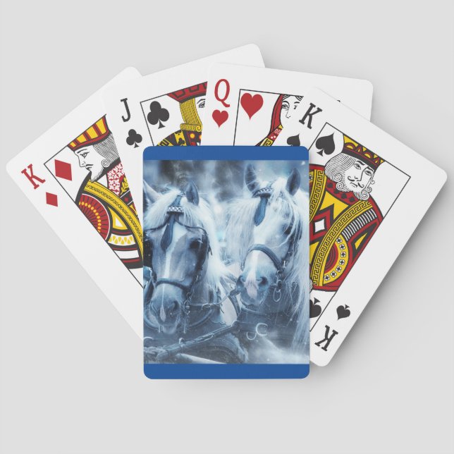 Beautiful Horse Team Winter Driving Photo Playing Cards (Back)
