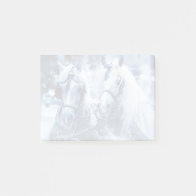Beautiful Horse Team Winter Driving Photo Post-it Notes (Front)