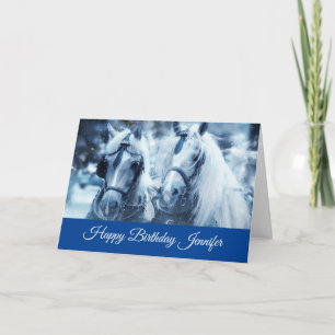 Beautiful Horse Team Winter Photo Birthday Card
