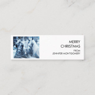 Beautiful Horse Team Winter Photo Christmas Wishes Mini Business Card