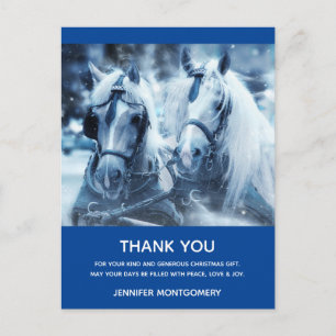 Beautiful Horse Team Winter Photo Thank You Postcard