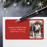 Beautiful Horse, Winter Garland Christmas Address Label<br><div class="desc">Celebrate the magic of the season with our stunning Christmas Holiday Return Address Labels featuring a beautiful grey horse standing beneath a snow-covered holiday garland on wintry day.</div>