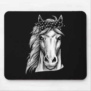 Beautiful Horse With Cute Polka Dot Bandanna - Han Mouse Mat
