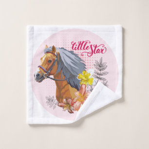 Beautiful horse with flowers wash cloth