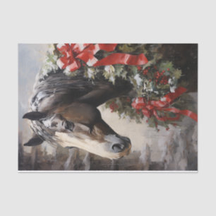 Beautiful Horse with Winter Wreath Christmas Tissue Paper