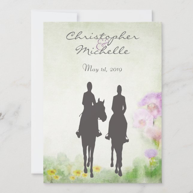 Beautiful Horseback Riding Couple Horse Wedding Invitation (Front)