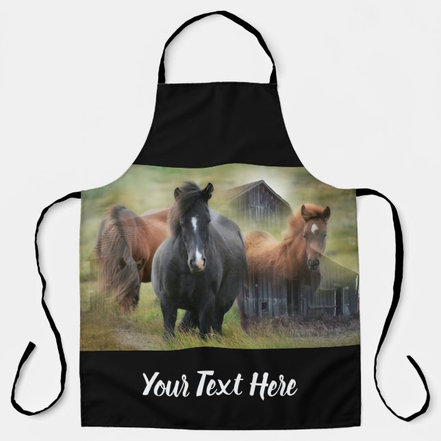 Beautiful Horses and Rustic Barn Apron (Front)