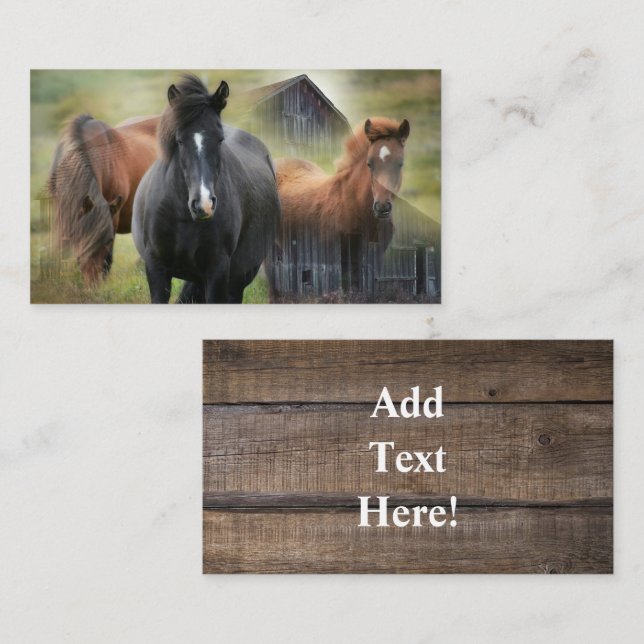 Beautiful Horses and Rustic Barn Business Card (Front/Back)