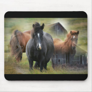 Beautiful Horses and Rustic Barn Mouse Mat