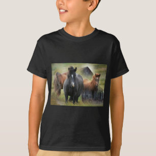 Beautiful Horses and Rustic Barn T-Shirt