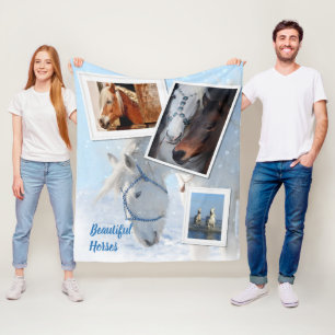 Beautiful Horses Fleece Blanket With Photos