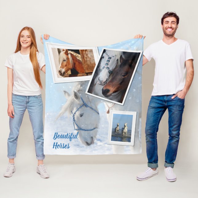 Beautiful Horses Fleece Blanket With Photos (In Situ)