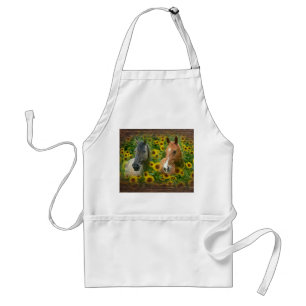 Beautiful Horses in Field of Sunflowers Standard Apron