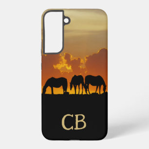 Beautiful Horses in Sunset Evening Custom Initials Samsung Galaxy Case