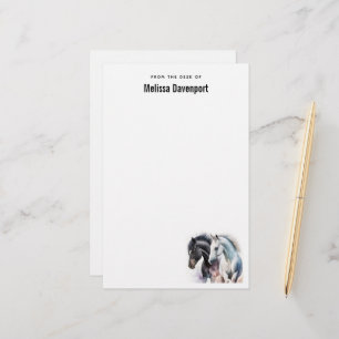 Beautiful Horses in Watercolor Stationery