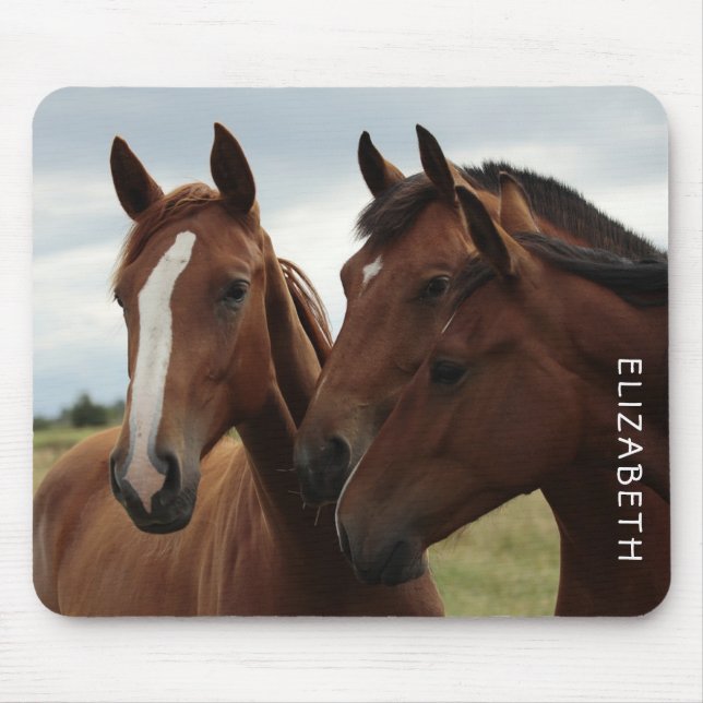 Beautiful Horses Personalised Mouse Mat (Front)